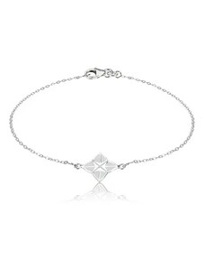 Šperky Eshop - Náramek ze stříbra 925 - čtyřcípá hvězda s bílou glazurou, geometrický motiv Q21.13
