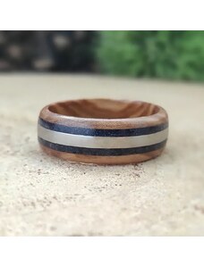 Woodlife Olivový prsten s ocelí