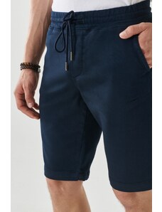 ALTINYILDIZ CLASSICS Men's Navy Blue Slim Fit Slim Fit Normal Waist Side Pocket Flexible Casual Shorts