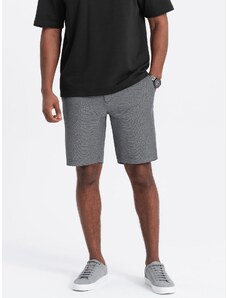 Ombre Men's shorts made of two-tone melange knit fabric - black