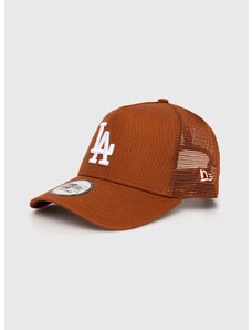 Kšiltovka New Era LOS ANGELES DODGERS hnědá barva, s aplikací