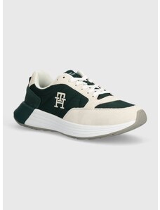 Sneakers boty Tommy Hilfiger CLASSIC ELEVATED RUNNER MIX zelená barva, FM0FM04940