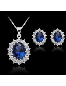 China Jewelry Souprava stříbrná modrý kámen
