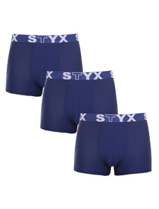 3PACK pánské boxerky Styx sportovní guma tmavě modré (3G968)