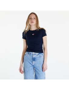 Tommy Hilfiger Dámské tričko Tommy Jeans Slim Badge Ribbed Tee Dark Night Navy