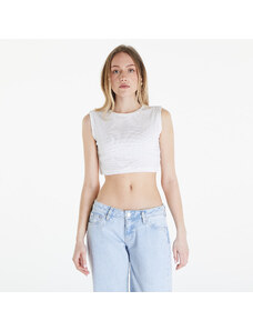 Top Calvin Klein Jeans Cropped Tank Top Warp Logo White