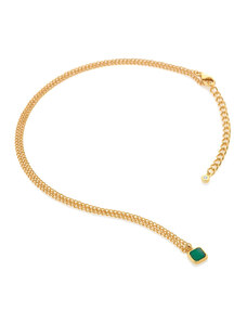 Pozlacený náhrdelník Hot Diamonds X Gemstones se zelený achátem DN197Pozlacený náhrdelník Hot Diamonds X Gemstones se zelený achátem DN197