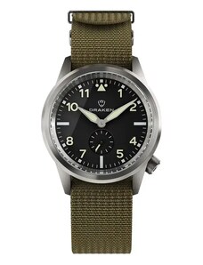 Draken Watches Stříbrné pánské hodinky Draken s nylonovým páskem Aoraki Flieger 39MM Automatic