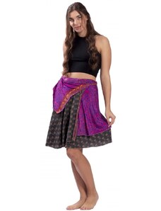 Indie Krátká zavinovací sukně INAAYA šedo-růžová II.