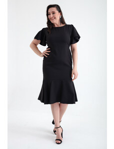Lafaba Women's Black Plus Size Flounce Dress