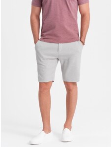 Ombre Men's shorts made of two-tone melange knit fabric - light grey