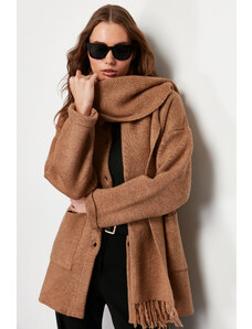 Trendyol Brown Knitwear Shawl Coat