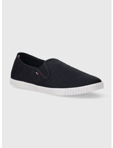 Tenisky Tommy Hilfiger CANVAS SLIP-ON SNEAKER dámské, tmavomodrá barva, FW0FW07806