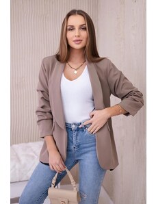 MladaModa Elegantní sako s nařasenými rukávy model 9709 barva cappuccino