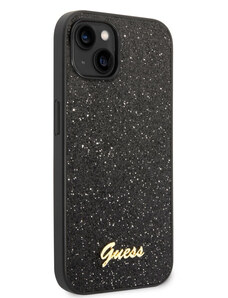 Apple iPhone 14 Guess Glitter Flakes Metal Logo Pouzdro černá