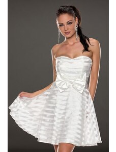 LM moda A Krátké bílé šaty s mašlí 0522