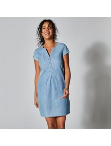 Blancheporte Denimové rovné šaty s knoflíky sepraná modrá 36