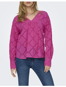 ONLY ONLDORA GELLAR LS V-NECK EMB TOP WVN