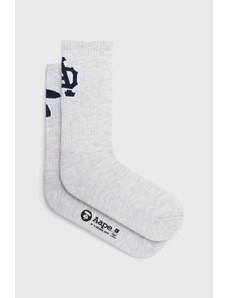 Ponožky AAPE Rib w/ College Logo pánské, šedá barva, ASO5238