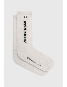 Ponožky AAPE Rib pánské, šedá barva, AS04867