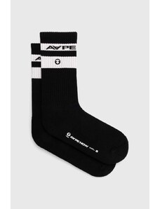 Ponožky AAPE Rib w/ Stripe pánské, černá barva, ASO5135