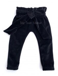 Baby Powder Handmade Velurové kalhoty s mašlí černé 68 černá