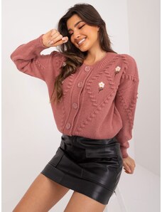 BASIC TMAVĚ RŮŽOVÝ SVETR NA KNOFLÍKY -DARK PINK Růžová