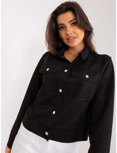 Fashionhunters Černá tenká přechodná bunda s kapsami