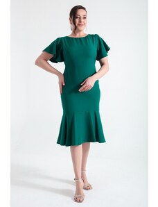 Lafaba Women's Emerald Green Plus Size Flounce Dress
