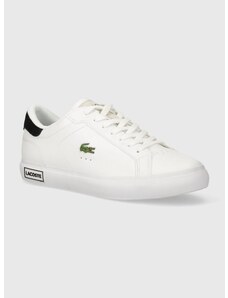 Kožené sneakers boty Lacoste Powercourt Logo Tongue Leather bílá barva, 47SMA0082