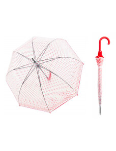 Derby Transparent Hit dámský průhledný holový deštník s puntíky