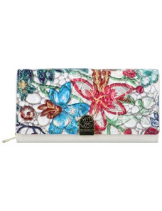 Dámská kožená peněženka bílá/květinová - Gregorio Cassandra barevná