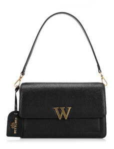 Dámská kožená kabelka s písmenem "W" Wittchen, černo-zlatá, přírodní kůže