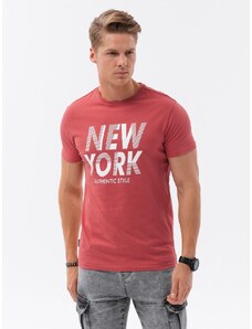 Ombre Clothing Červené tričko s nápisem V4 TSPT-0124