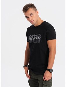 Ombre Clothing Černé tričko s nápisem V3 TSPT-0160