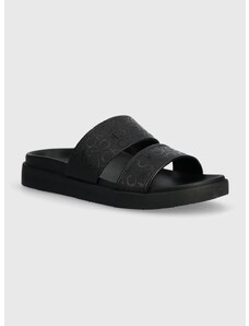 Pantofle Calvin Klein FLAT SLIDE EPI MONO dámské, černá barva, HW0HW01957