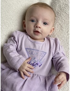 Kojenecké dívčí šaty s dlouhým rukávem GUESS, fialové ICON