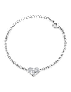 Emporial Royal Fashion stříbrný pozlacený náramek Swarovski Srdce DBS0098-WG