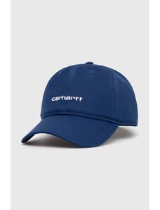 Bavlněná baseballová čepice Carhartt WIP Canvas Script Cap tmavomodrá barva, s aplikací, I028876.22TXX