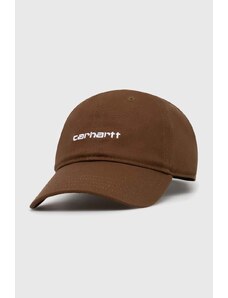 Bavlněná baseballová čepice Carhartt WIP Canvas Script Cap hnědá barva, s aplikací, I028876.22UXX