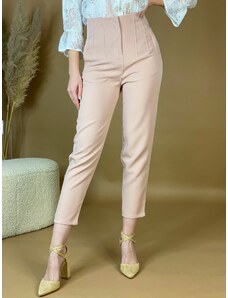 Webmoda Dámské růžové kalhoty s vysokým pasem