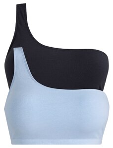bonprix Podprsenkový top s jedním ramínkem, organická bavlna (2 ks v balení) Modrá