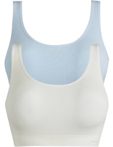 bonprix Žebrovaný podprsenkový top Seamless Feel Comfort (2 ks v balení) Modrá