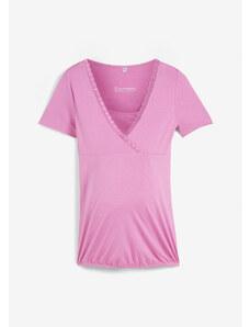 bonprix Těhotenské/kojicí tričko s krajkou Pink