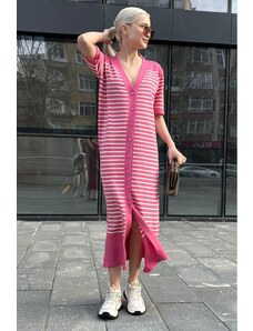 Madmext Pink Buttoned Knitwear Women's Dress