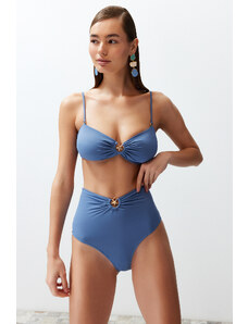 Trendyol High Waist Hipster Bikini Bottom with Blue Accessories