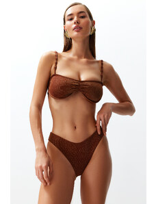 Trendyol Brown Balconette Accessory Silvery Regular Bikini Set