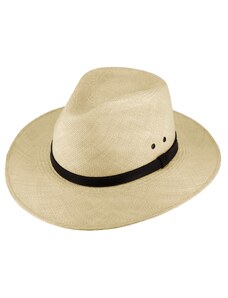 Fiebig Letní panamský klobouk Fedora - ručně pletený - s koženým páskem - Ekvádorská panama