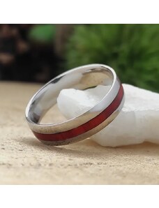 Woodlife Ocelový prsten s padoukem