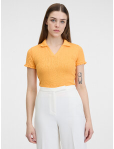 Orsay Žluté dámské žebrované polo tričko - Dámské